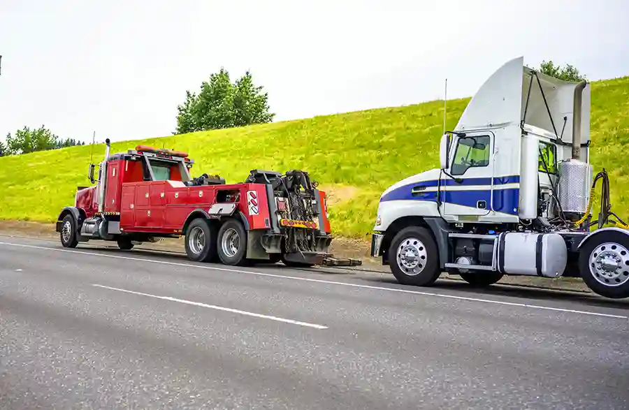 Two trucks on the road